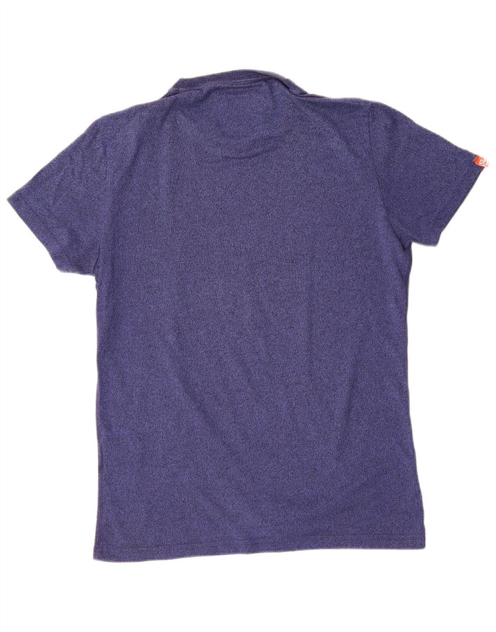 Camiseta masculina Superdry com estampa gráfica de algodão manchado azul médio