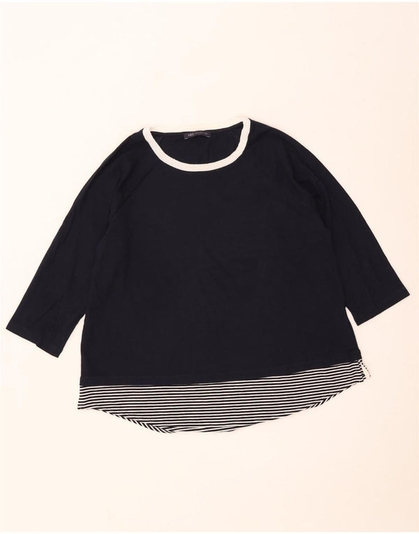 Blusa feminina de manga 3/4 Marks & Spencer UK 18 XL azul marinho listrado