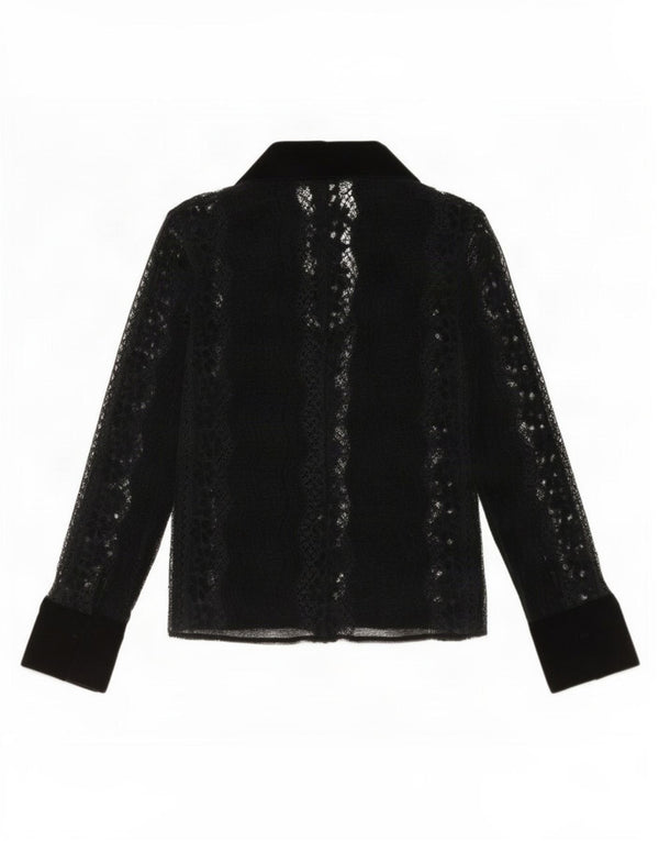 Top Cardigan Aberto Feminino Zara Reino Unido 6 XS Preto Floral
