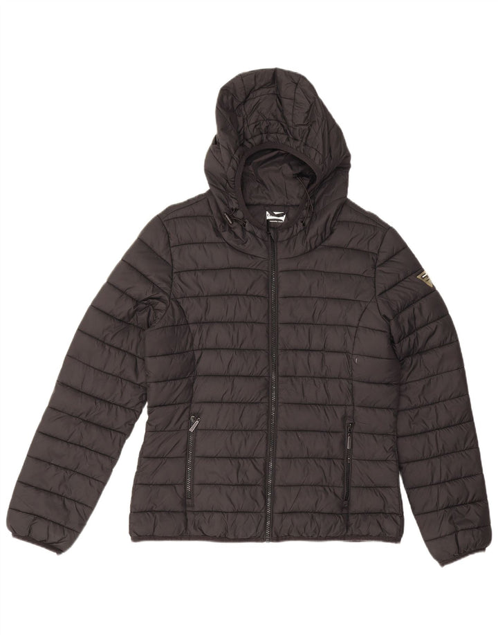 Jaqueta acolchoada com capuz feminino Carrera UK 14 médio preto poliamida