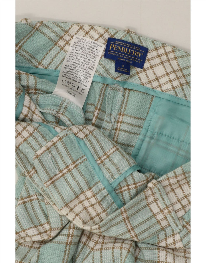 Calça chino feminina PENDLETON US 4 pequena W30 L28 xadrez turquesa