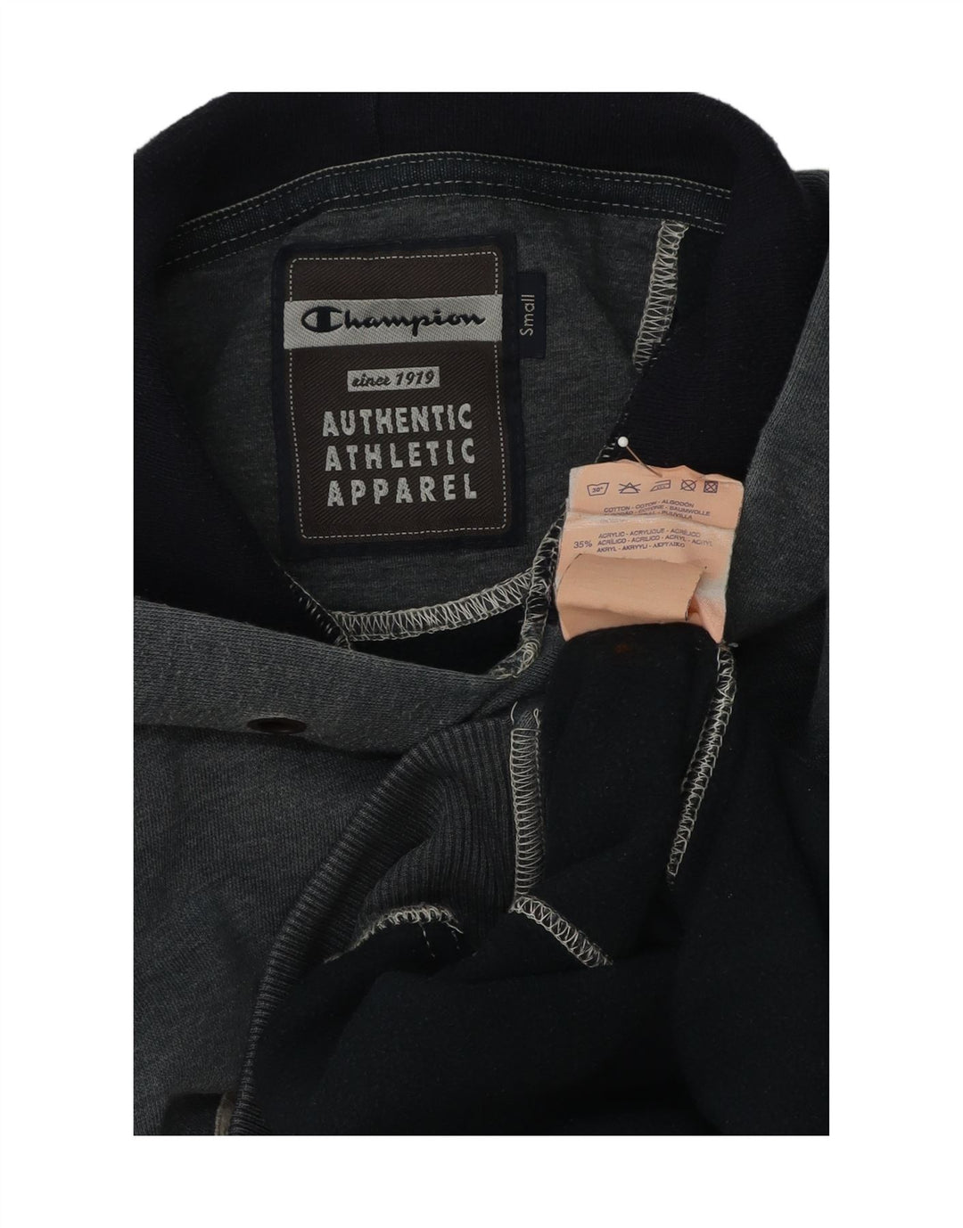 CHAMPION Suéter masculino com capuz gráfico pequeno azul algodão
