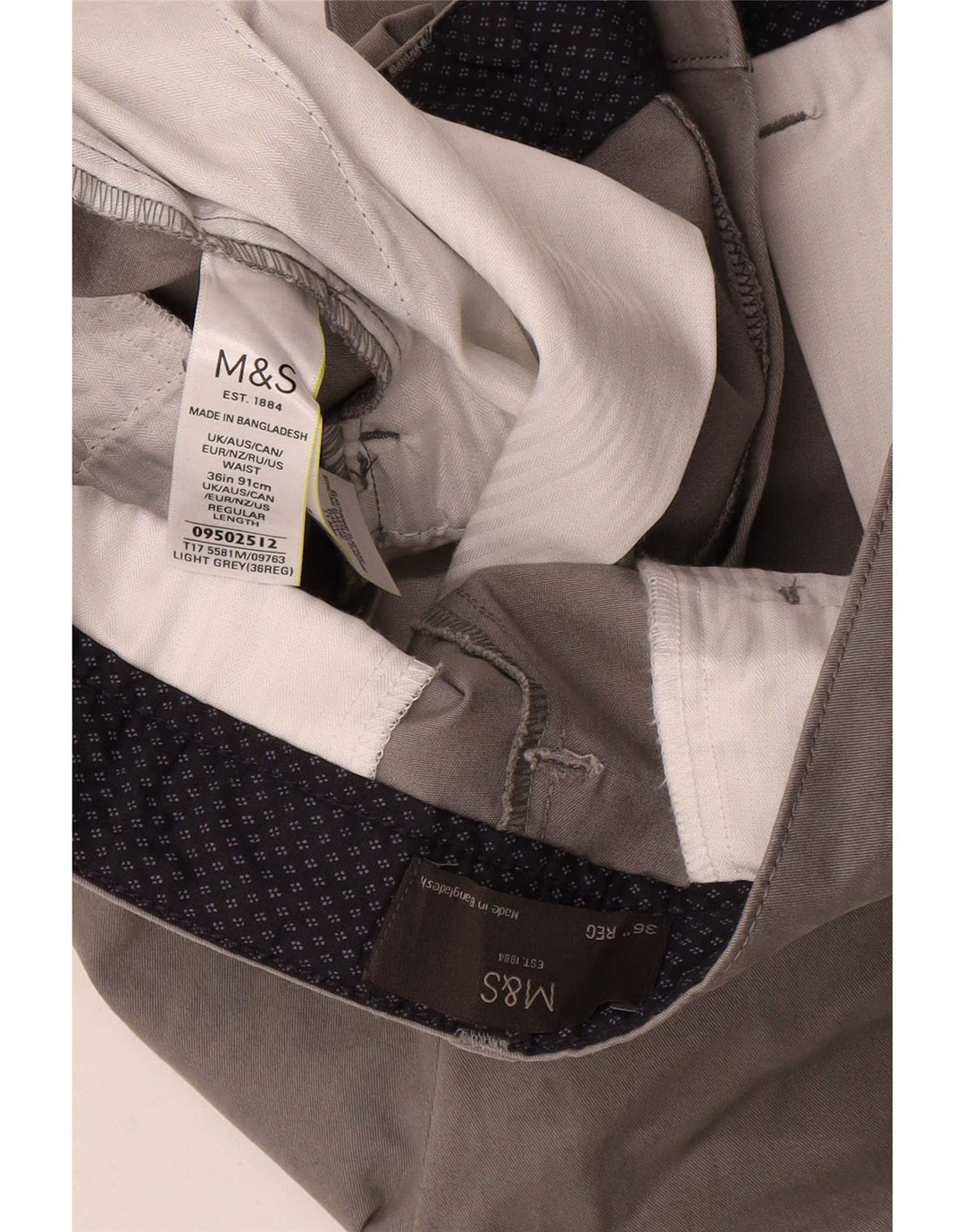 Shorts Chino masculino Marks & Spencer W36 grande algodão cinza