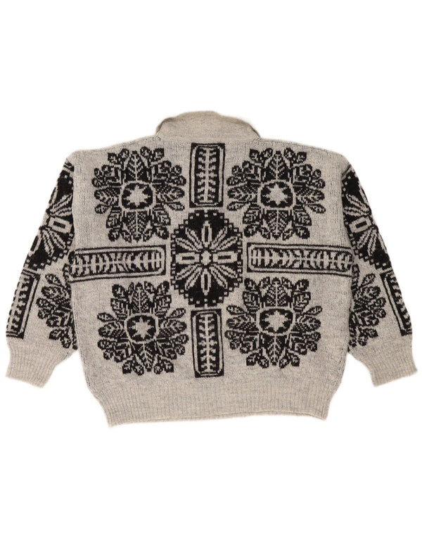 Suéter feminino RODES com gola polo oversized Reino Unido 18 XL cinza floral