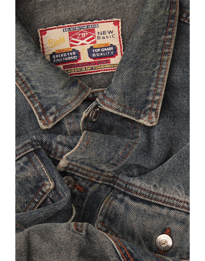 Jaqueta jeans masculina Zip UK 40 grande azul