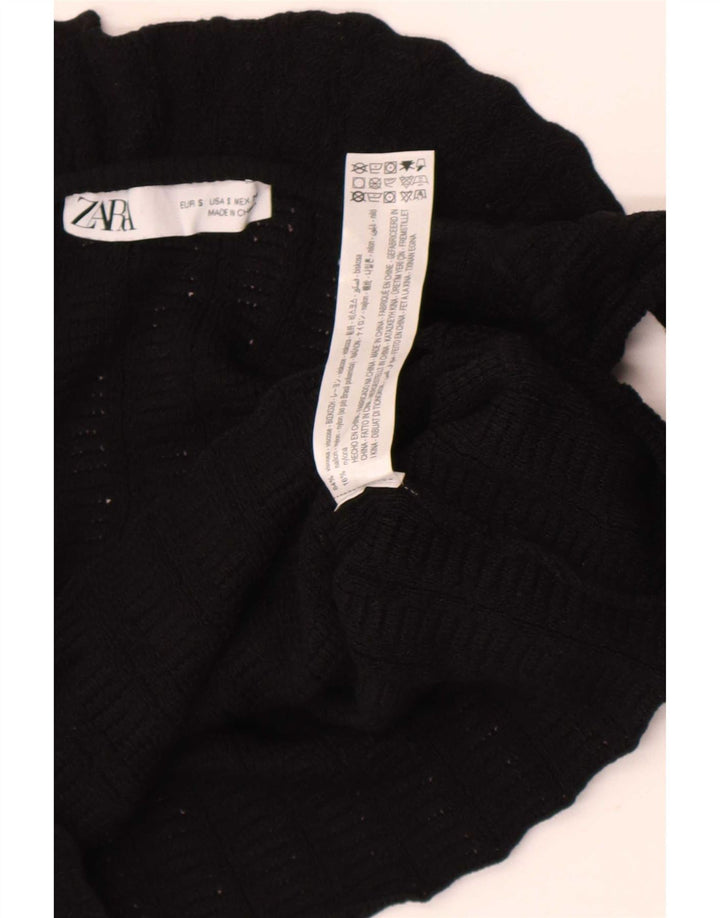Zara Womens Crop Top UK 8 Pequeno Preto Viscose