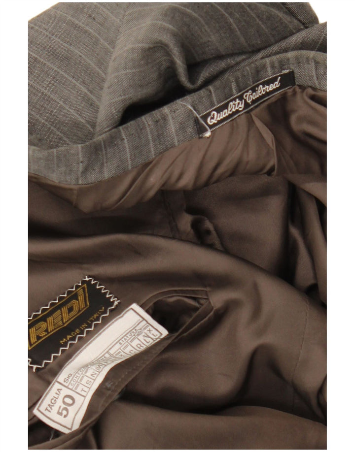 Jaqueta blazer masculina vintage com peito duplo IT 50 riscas grandes cinza