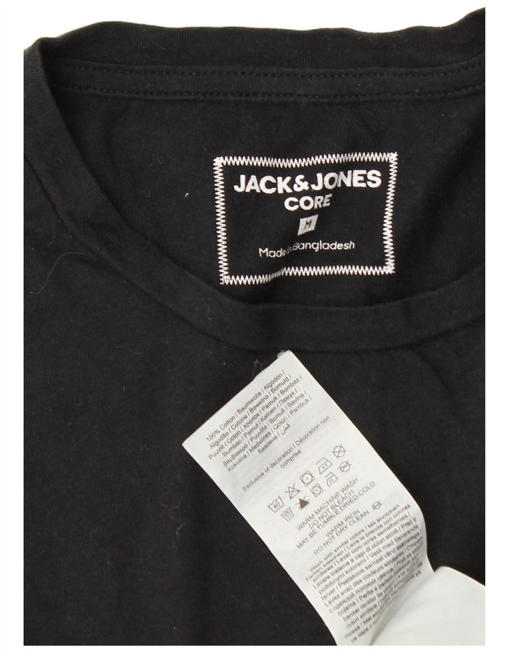 Jack & Jones Camiseta masculina gráfica de manga comprida de algodão preto médio