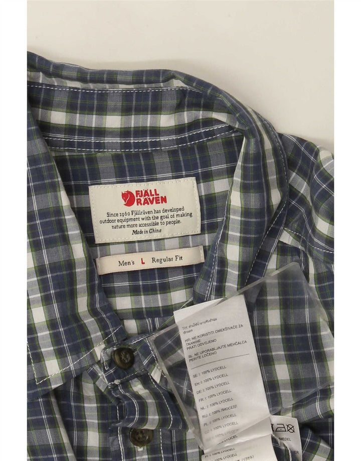 Camisa masculina Fjall Raven de ajuste regular grande azul xadrez Lyocell