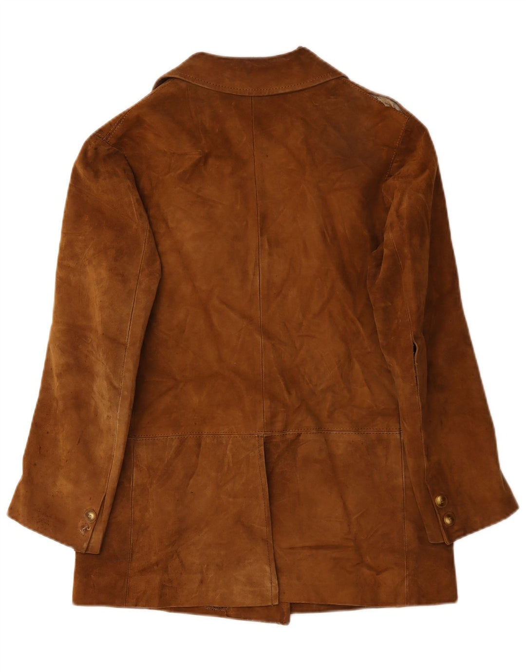 Jaqueta de camurça feminina vintage UK 14 bege médio