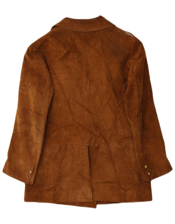 Jaqueta de camurça feminina vintage UK 14 bege médio