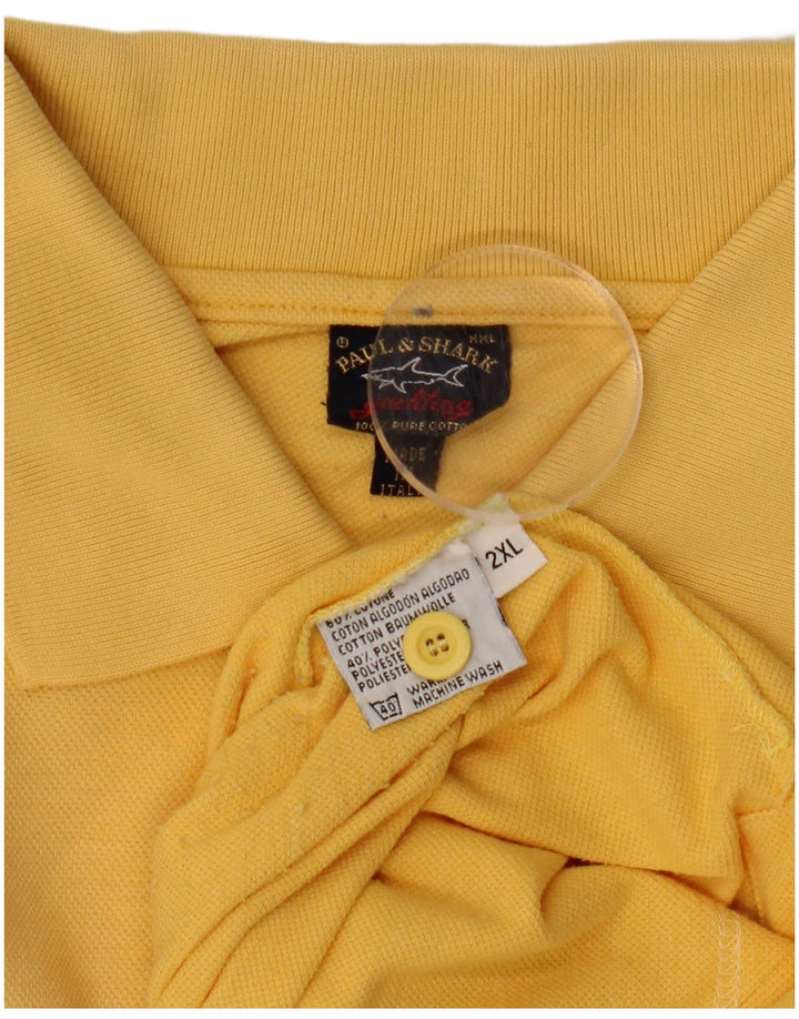 PAUL & SHARK Camisa polo masculina para iate 2XL algodão amarelo