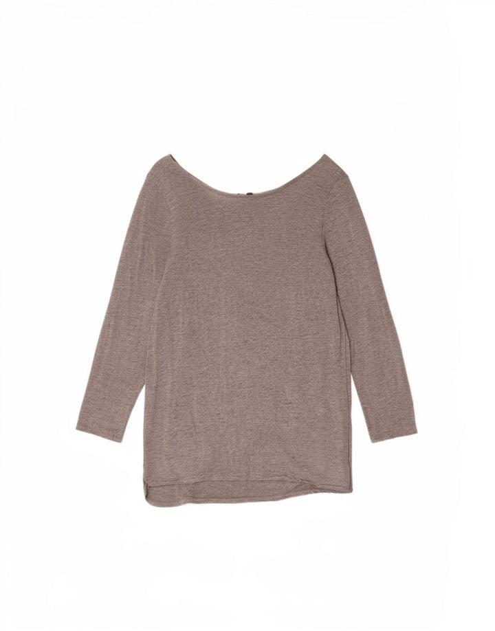 Top feminino Massimo Dutti manga 3/4 UK 12 viscose cinza médio