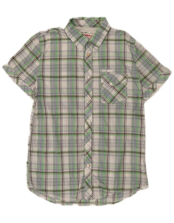 Camisa masculina de manga curta O'Neill, grande, verde, xadrez, algodão
