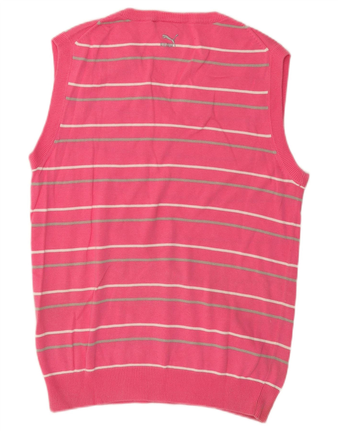 Puma Mens Vest Tank Top Médio Rosa Listrado Algodão