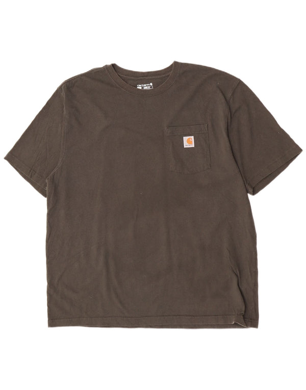 Camiseta masculina Carhartt de ajuste solto Top XL algodão cáqui