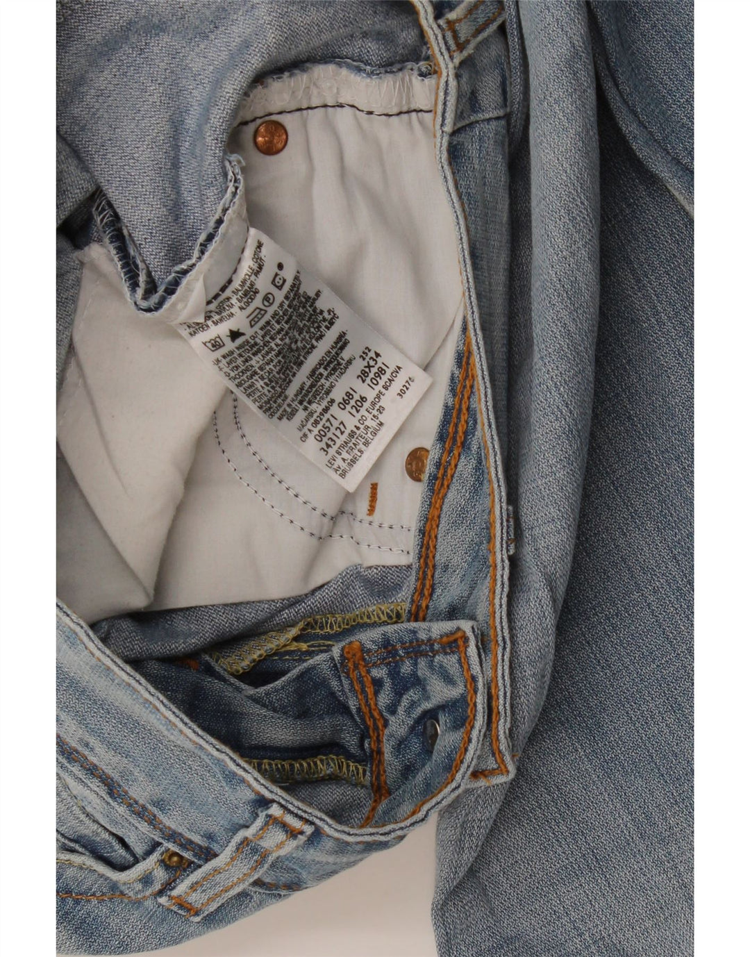 LEVI'S Feminino 571 Slim Jeans W28 L34 Azul Algodão