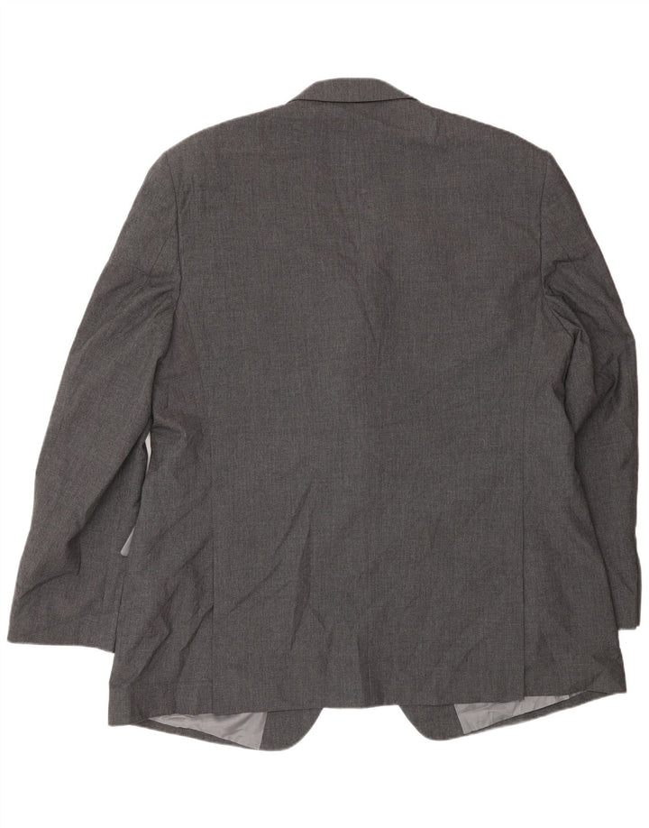 Jaqueta blazer masculina de 2 botões Marks & Spencer Reino Unido 48 2XL cinza poliéster