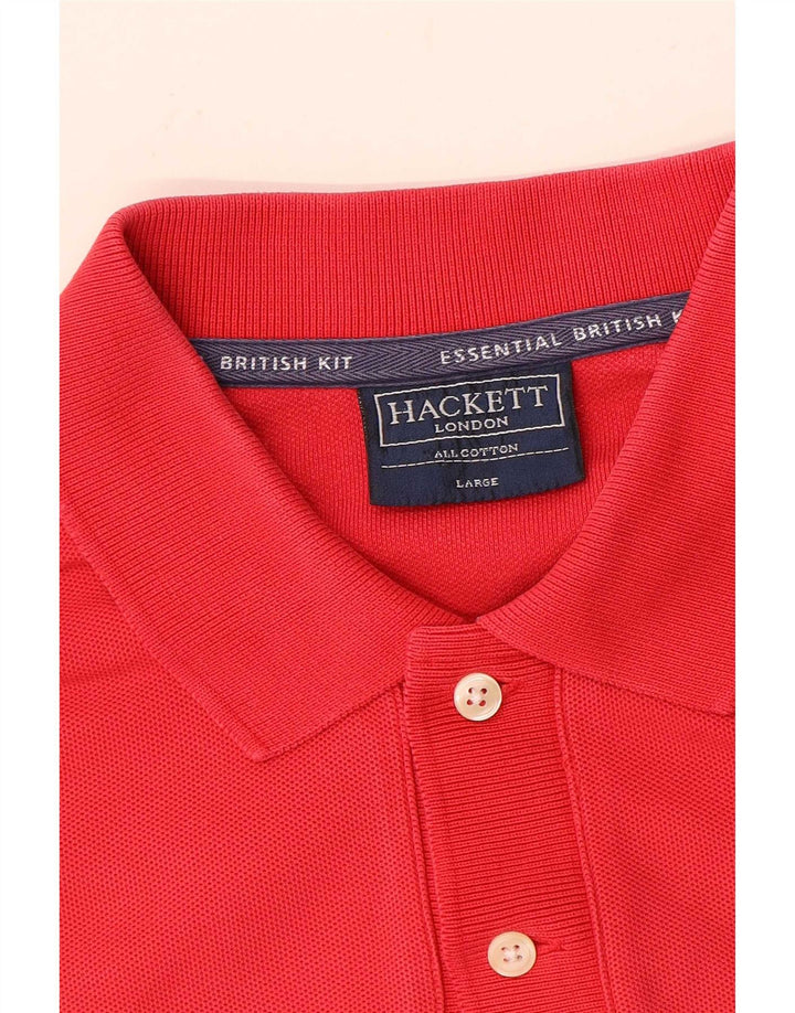 Camisa polo masculina Hackett com estampa gráfica grande de algodão vermelho