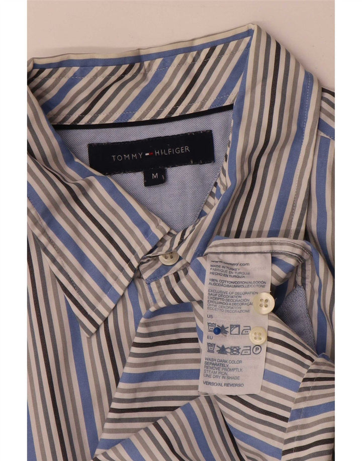 Camisa masculina Tommy Hilfiger de algodão listrado azul médio