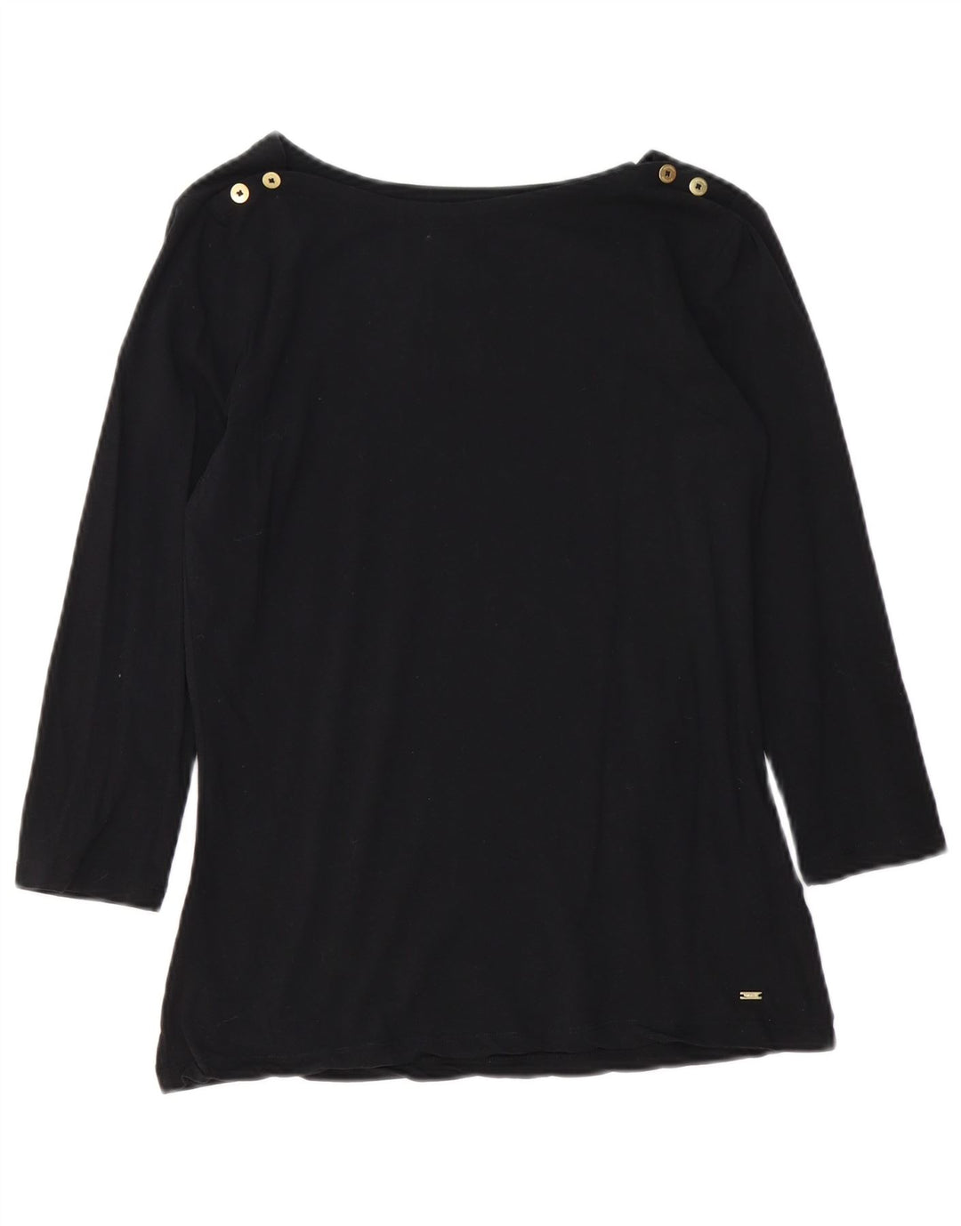 Tommy Hilfiger Top feminino manga 3/4 UK 12 médio algodão preto
