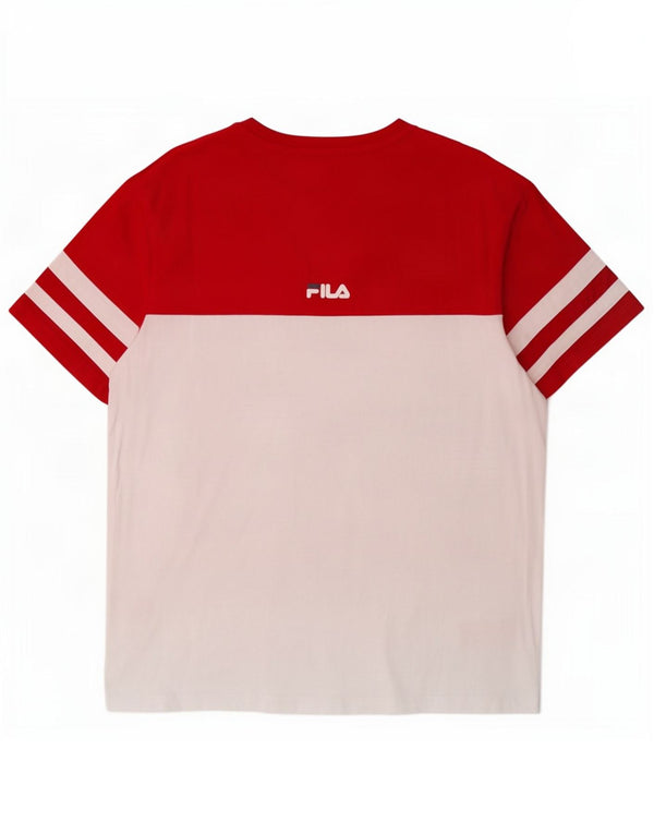 Camiseta masculina Fila Graphic Top médio branco colorblock algodão