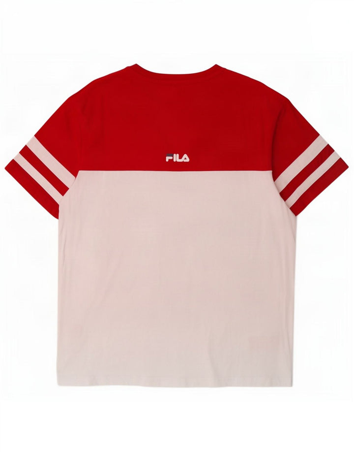 Camiseta masculina Fila Graphic Top médio branco colorblock algodão