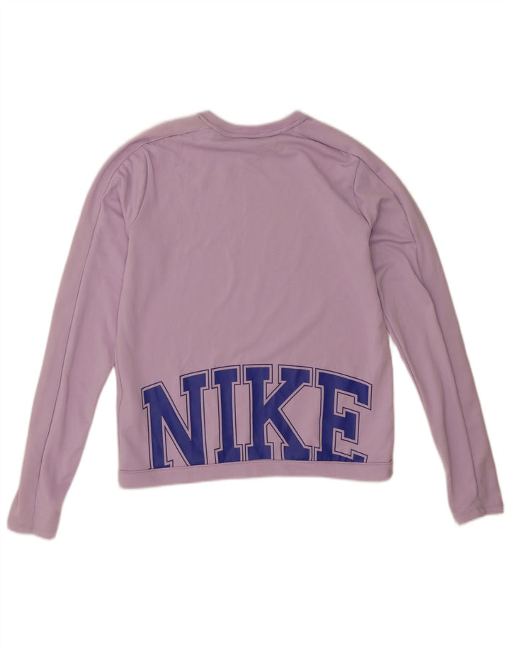 Top gráfico feminino Nike Dri Fit manga comprida UK 10 pequeno poliéster lilás