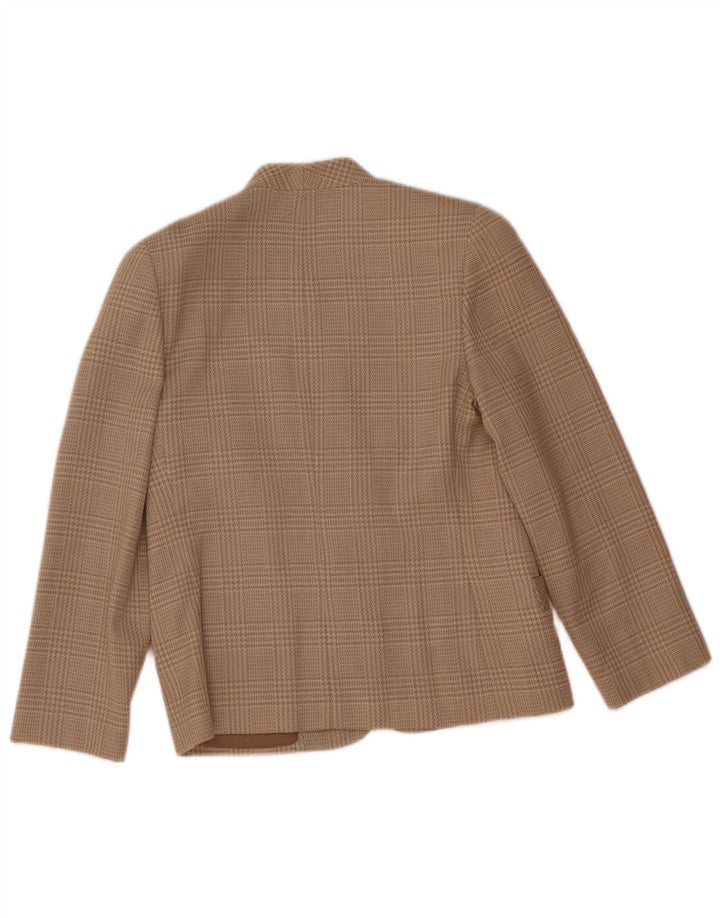 Jaqueta blazer feminina vintage com 2 botões IT 44 lã houndstooth bege médio