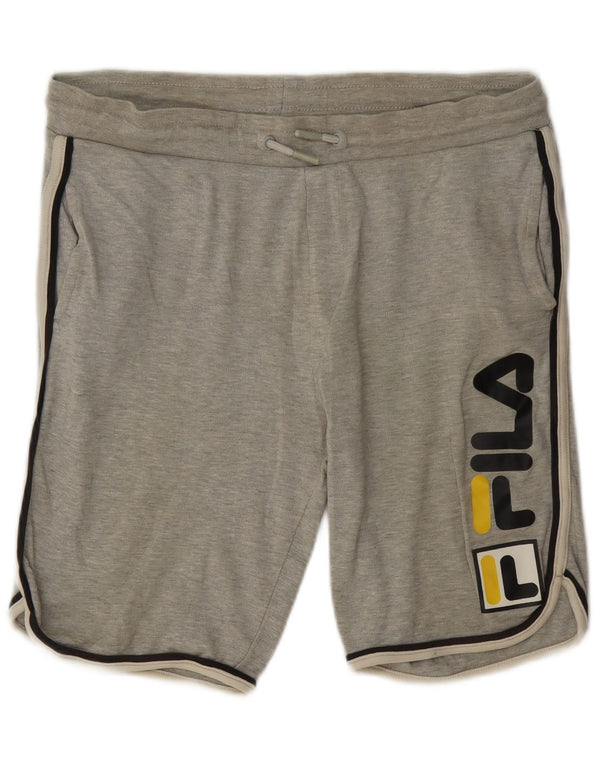 Fila Womens Graphic Sport Shorts UK 14 Grande Algodão Cinza