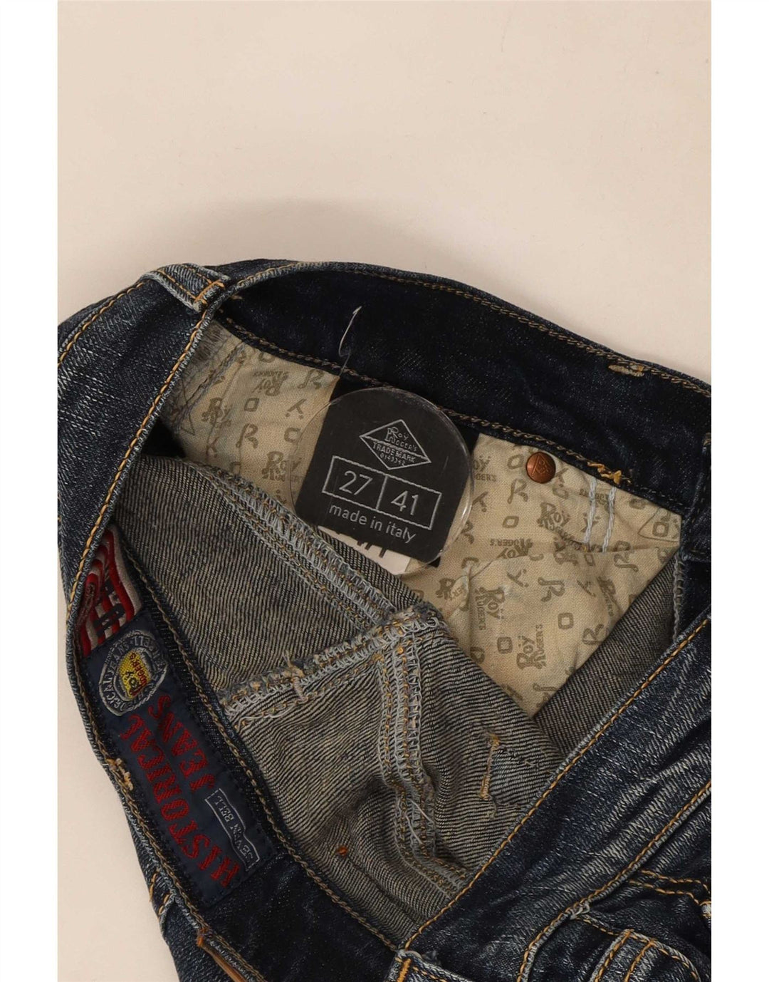 Calça jeans feminina Roy Rogers IT 40 pequena W27 L27 algodão azul