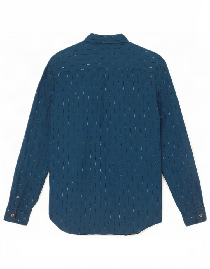 Camisa masculina White Stuff pequena listrada azul de algodão