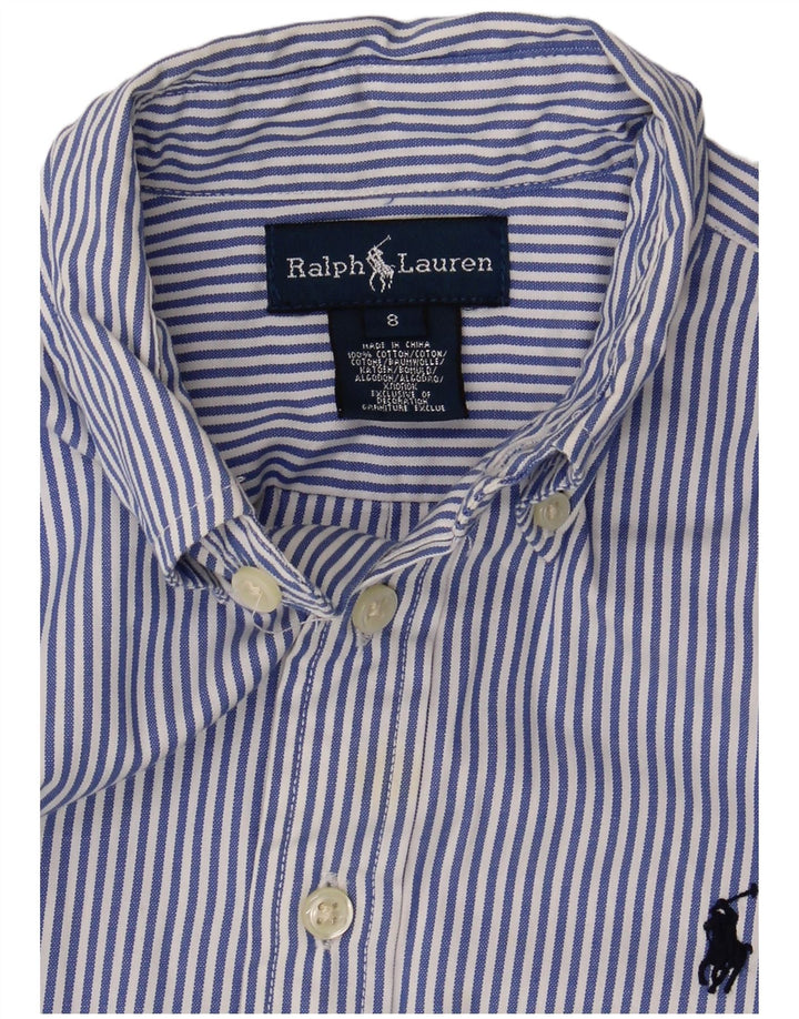 Ralph Lauren Camisa masculina 7-8 anos algodão listrado azul