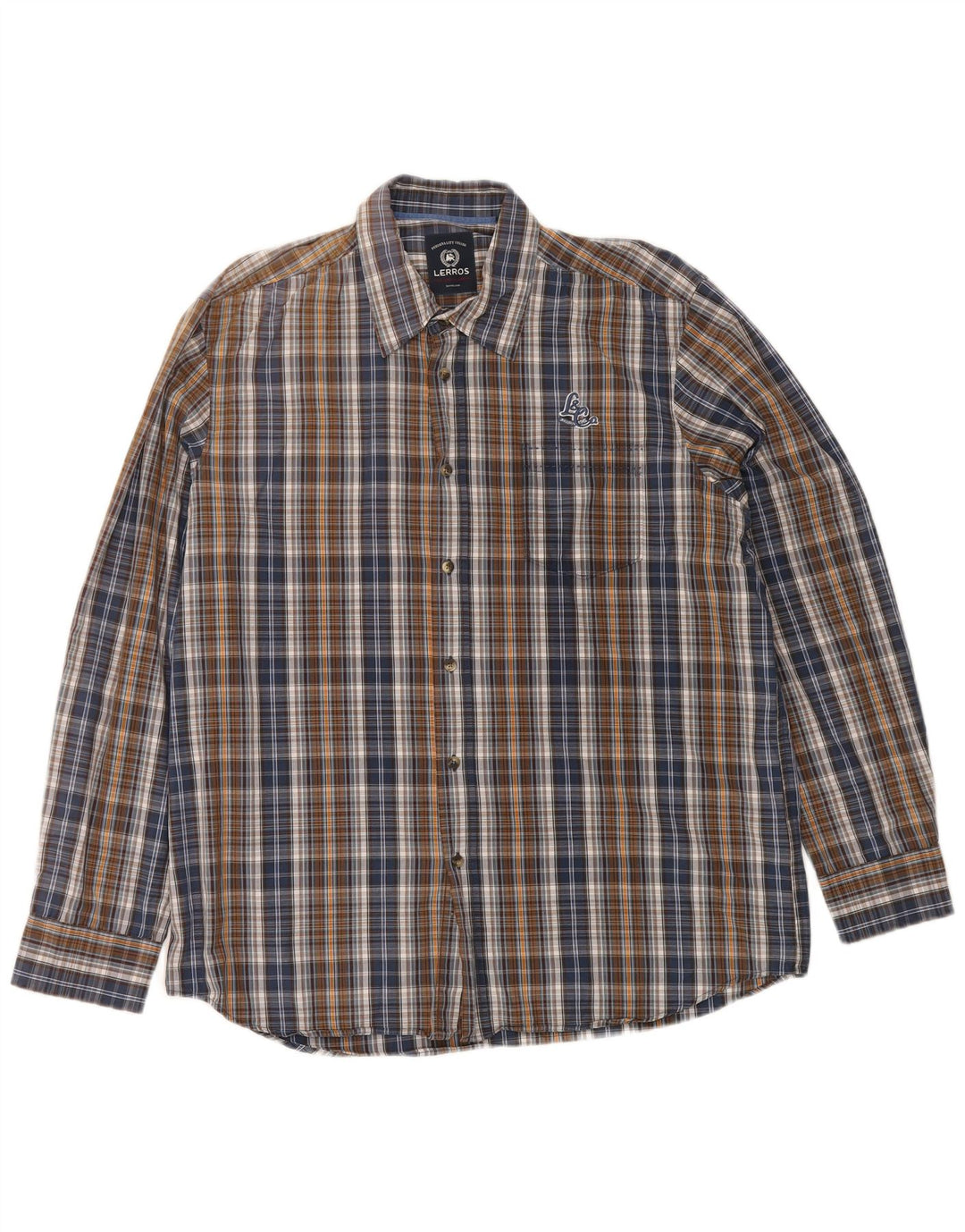 Camisa masculina de flanela Lerros XL algodão xadrez multicolorido