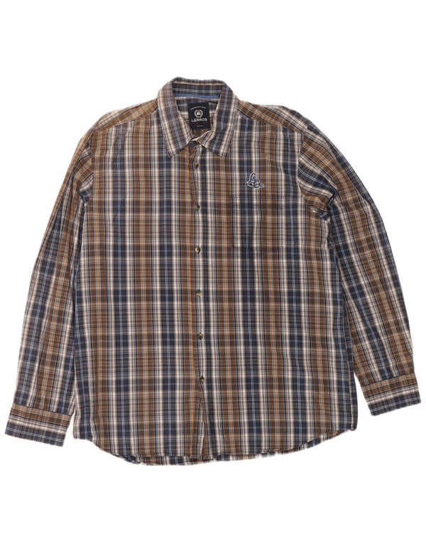 Camisa masculina de flanela Lerros XL algodão xadrez multicolorido