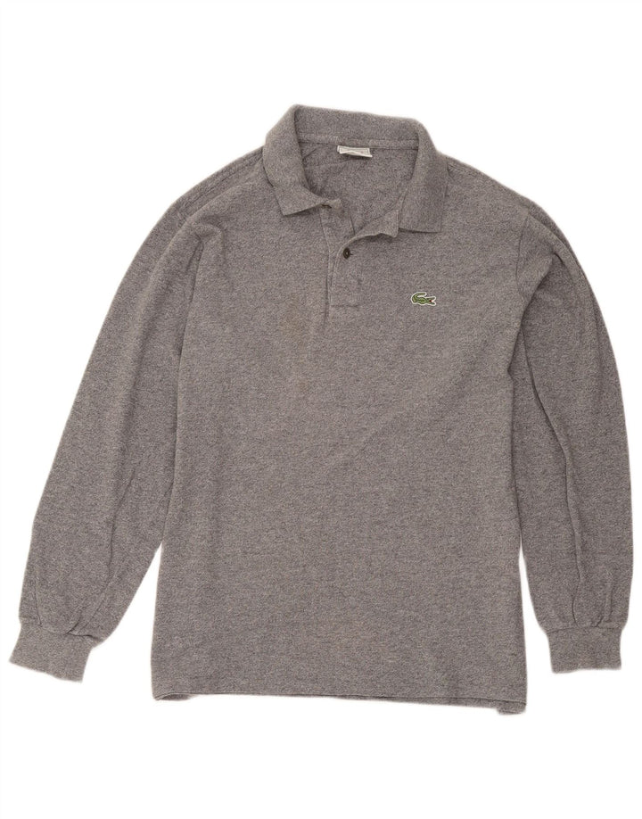 Camisa polo masculina de manga comprida Lacoste tamanho 4 algodão cinza médio