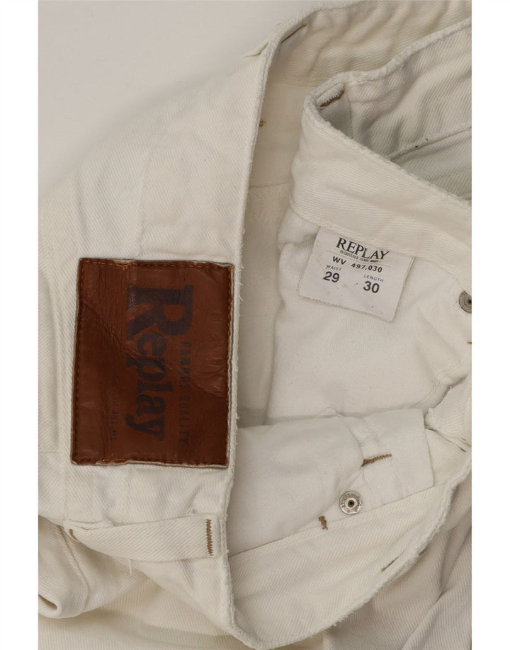 REPLAY Jeans retos femininos W29 L30 algodão branco