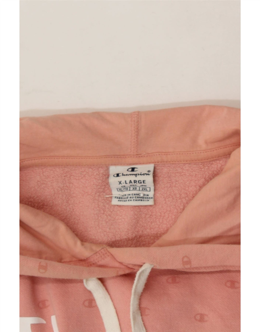 CHAMPION Womens Graphic Hoodie Jumper UK 18 XL Beige Cotton Vintage Champion and Second-Hand Champion from Messina Hembry 