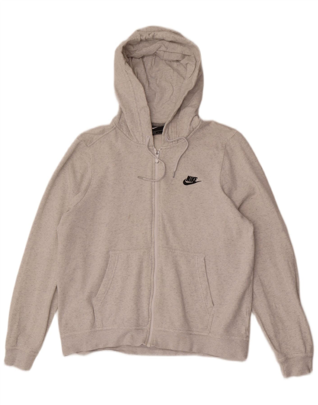 Suéter NIKE masculino com capuz e zíper grande algodão manchado cinza