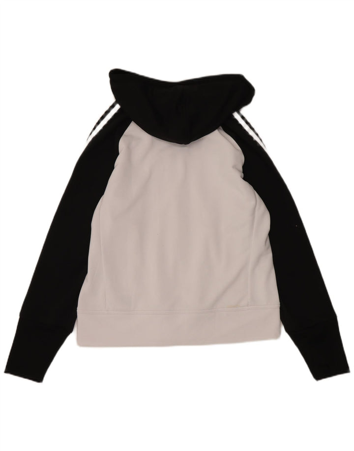 Suéter adidas feminino com capuz e zíper UK 16 grande bloco colorido branco