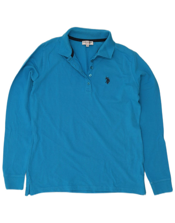 US Polo Assn. Camisa Feminina Manga Longa UK 10 Pequena Azul