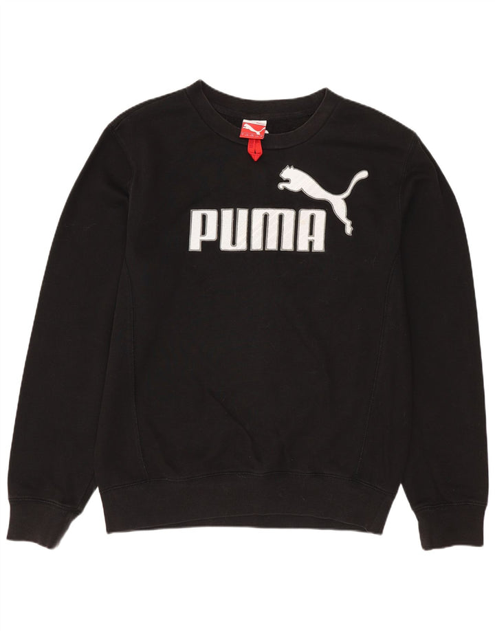 PUMA Mens Graphic Moletom Jumper Pequeno Preto