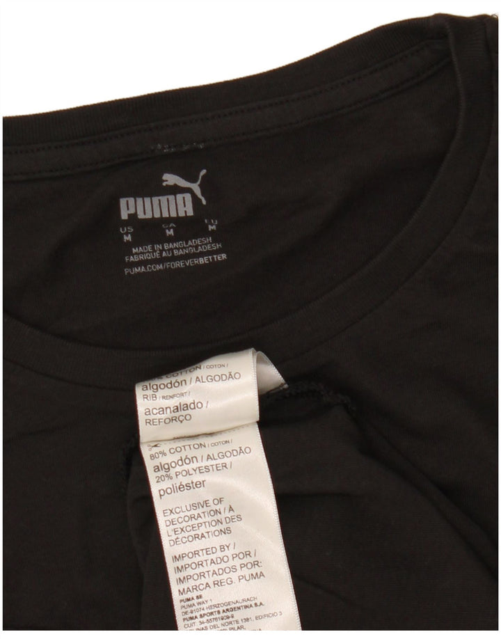 Puma Camiseta Masculina Top Médio Algodão Preto