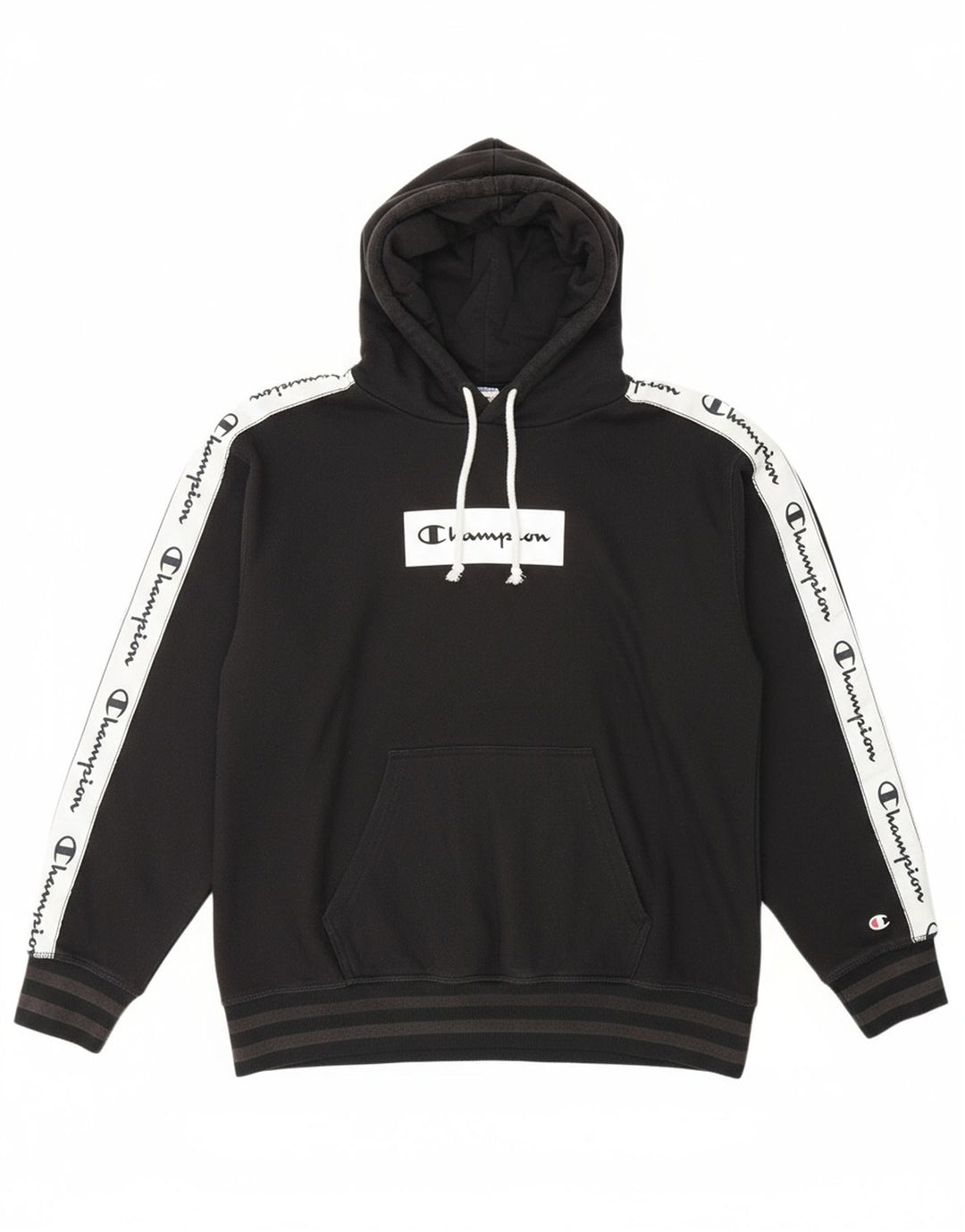 CHAMPION Suéter masculino com capuz gráfico pequeno algodão preto