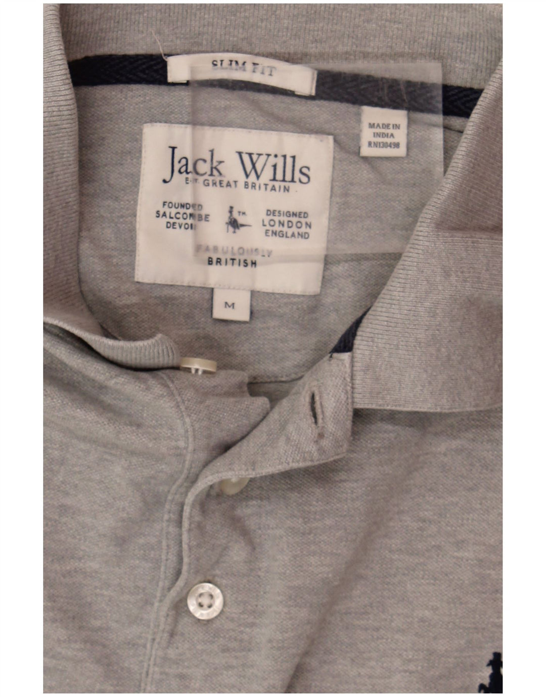 Camisa polo masculina JACK WILLS Slim Fit cinza médio