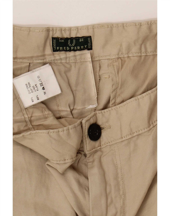 Calça cortada feminina Fred Perry W31 L25 algodão bege