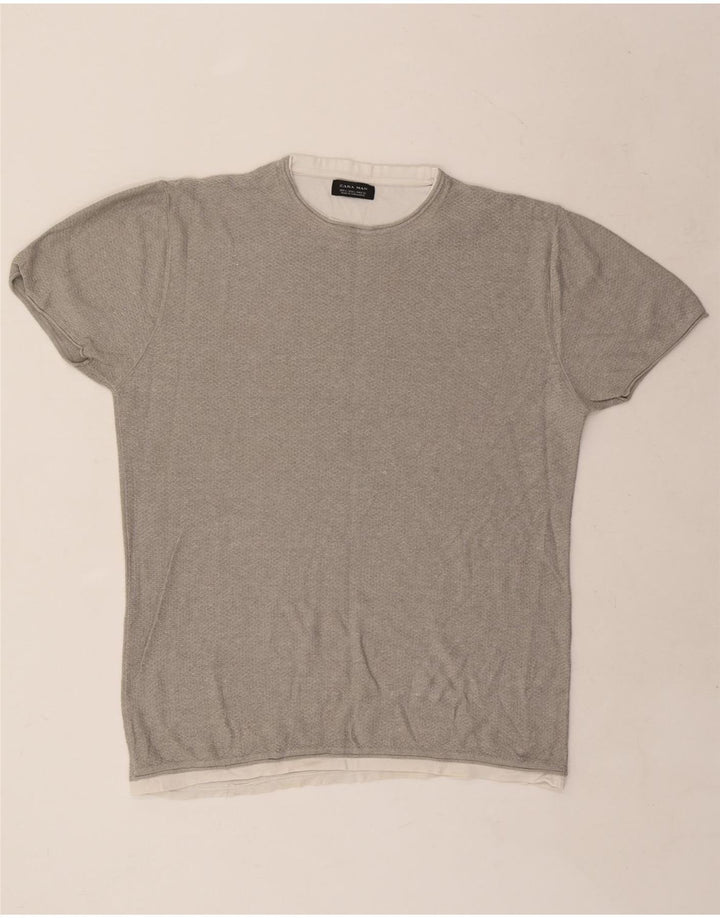 Camiseta masculina ZARA grande cinza