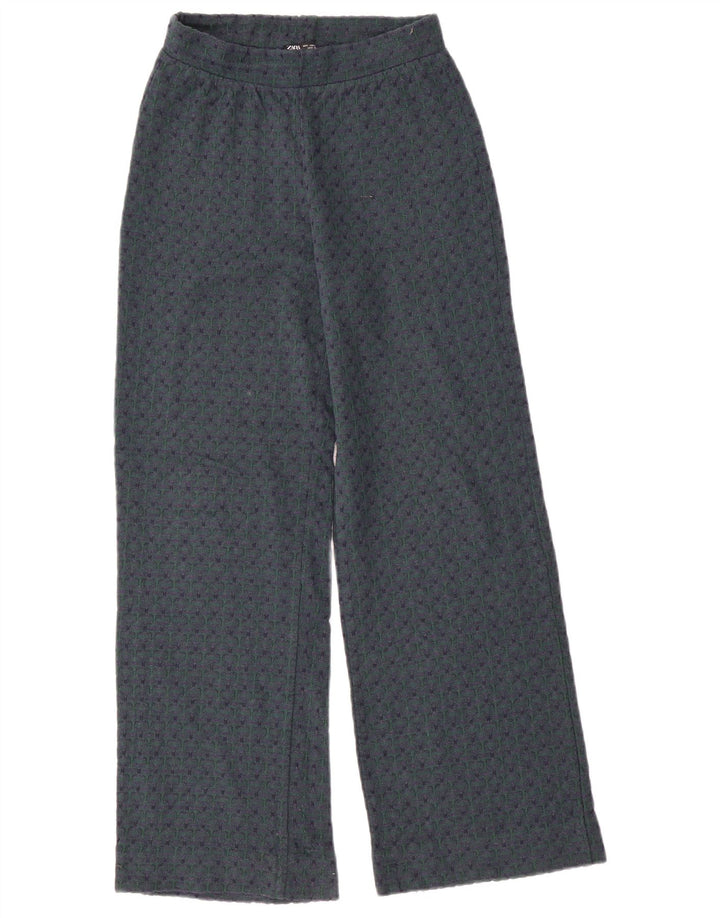 Calça de treino feminina Zara UK 10 pequena verde geométrica