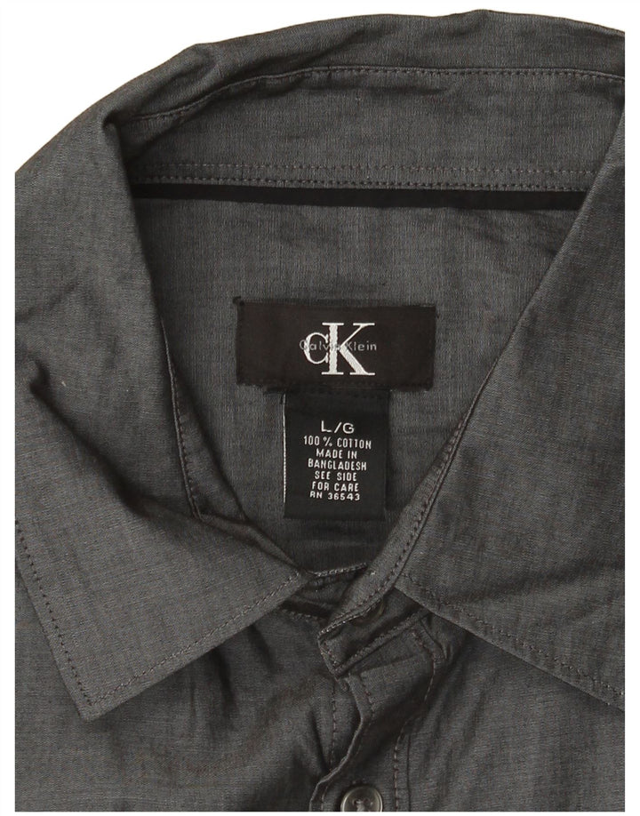 CALVIN KLEIN Camisa masculina de manga curta grande algodão cinza