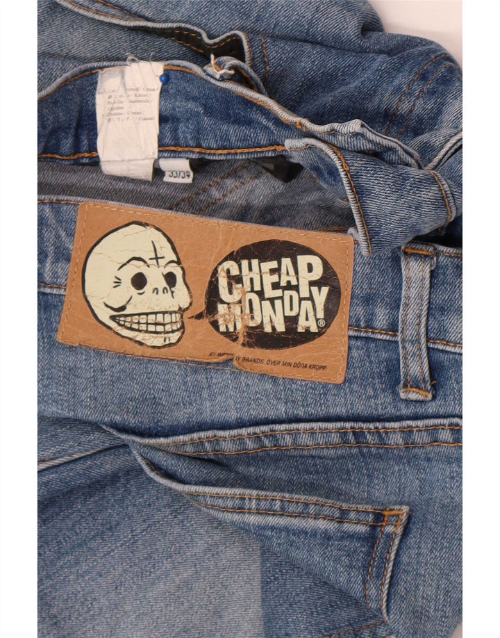 Segunda-feira barata Mens Jeans Slim W33 L31 Algodão Azul